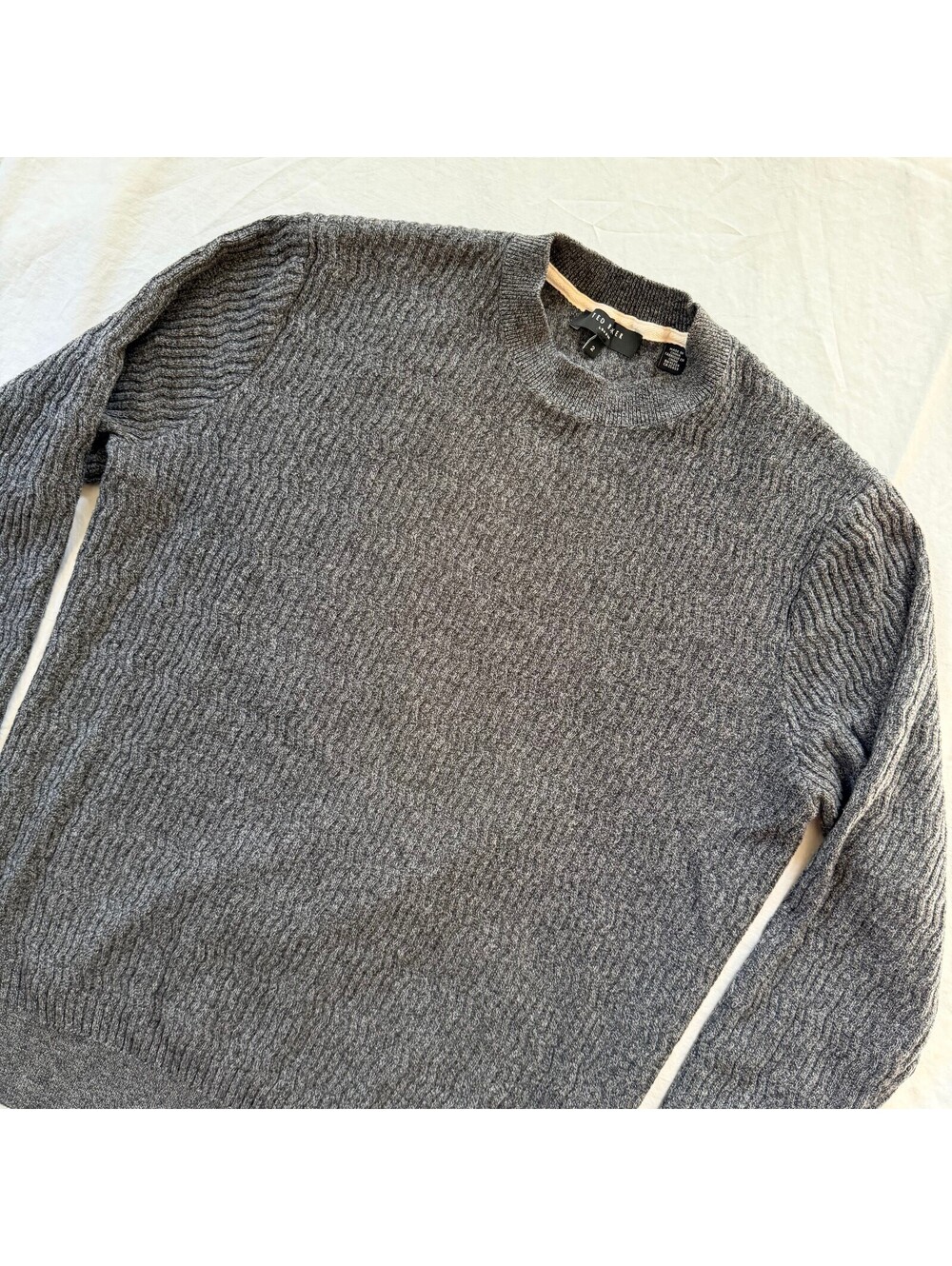 Ted Baker Agarr Sweater Mens Size 2 Gray Wool Blend Textured Crewneck Pullover